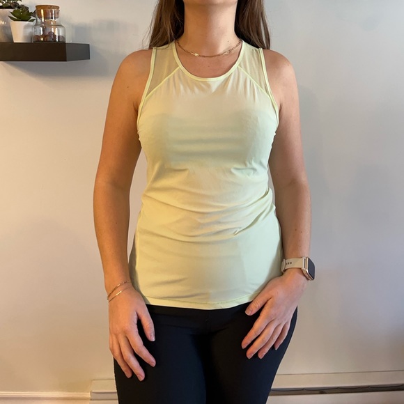 Lululemon Athletica Womens Swift Ventilated Running Tank Neon Yellow open back - Picture 3 of 5